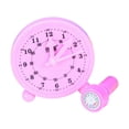 thumbnail image 1 of Reloj educativo para niños, juego de sellos de reloj, divertido aprendizaje del tiempo rosa, 1 of 9