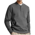 thumbnail image 2 of Drindf Men's Hoodless Sweatshirts with Kangaroo Pocket Big and Tall Mens Long Sleeve Sweatshirt Solid Color Casual Shirts Loose Button Up Pullover Tops, 2 of 6