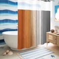 thumbnail image 5 of No Hook Shower Curtain, Burnt Orange Gray Ombre Shower Curtains for Bathroom with See Through Top Window, Vintage Farmhouse Wooden Waterproof & Washable Bath Curtain 60"x72", 5 of 9