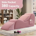 thumbnail image 3 of Yoga Curve Chair, Corduroy Yoga Chaise Lounge Chair for Adults, With Lumbar Pillow, Side Pocket, Ottoman, Modern Yoga Couch for Stretching and Relaxation, Pink, 3 of 8