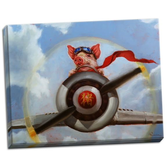 Gango Home Decor Horizontal When Pigs Fly by Lucia Heffernan (Ready to Hang); One 14x11in Hand-Stretched Canvas