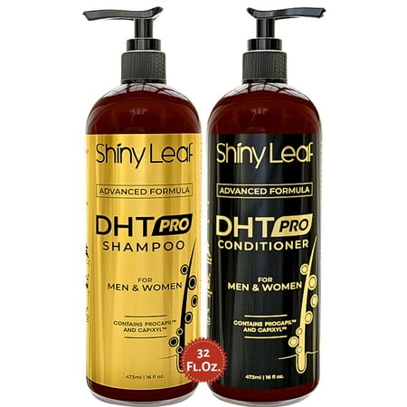 Shampoo And Conditioner For Thinning Hair For Women And Men - Shiny Leaf DHT Blocker Shampoo And Conditioner Pro With Capixyl And Procapil, 32 Fl.Oz