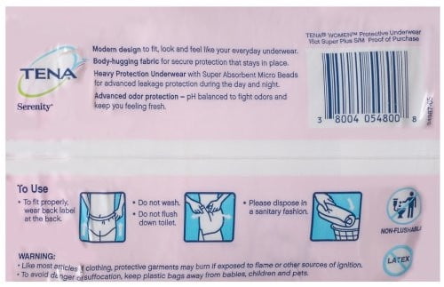 TENA for Women Heavy  Super Plus Absorbency Protection Underwear Small/Medium 18 Count