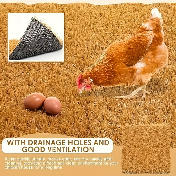 Chicken Nest Mat - Washable & Reusable Hen Coop Liner, Easy-to-Clean Poultry Bedding for Hens and Small Pets, Durable Anti-Slip Chicken Coop Accessories