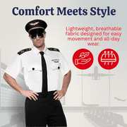 Dress-Up-America Pilot Costume for Adults - Pilot Uniform for Men - Halloween Airline Captain Costume Set (Large)