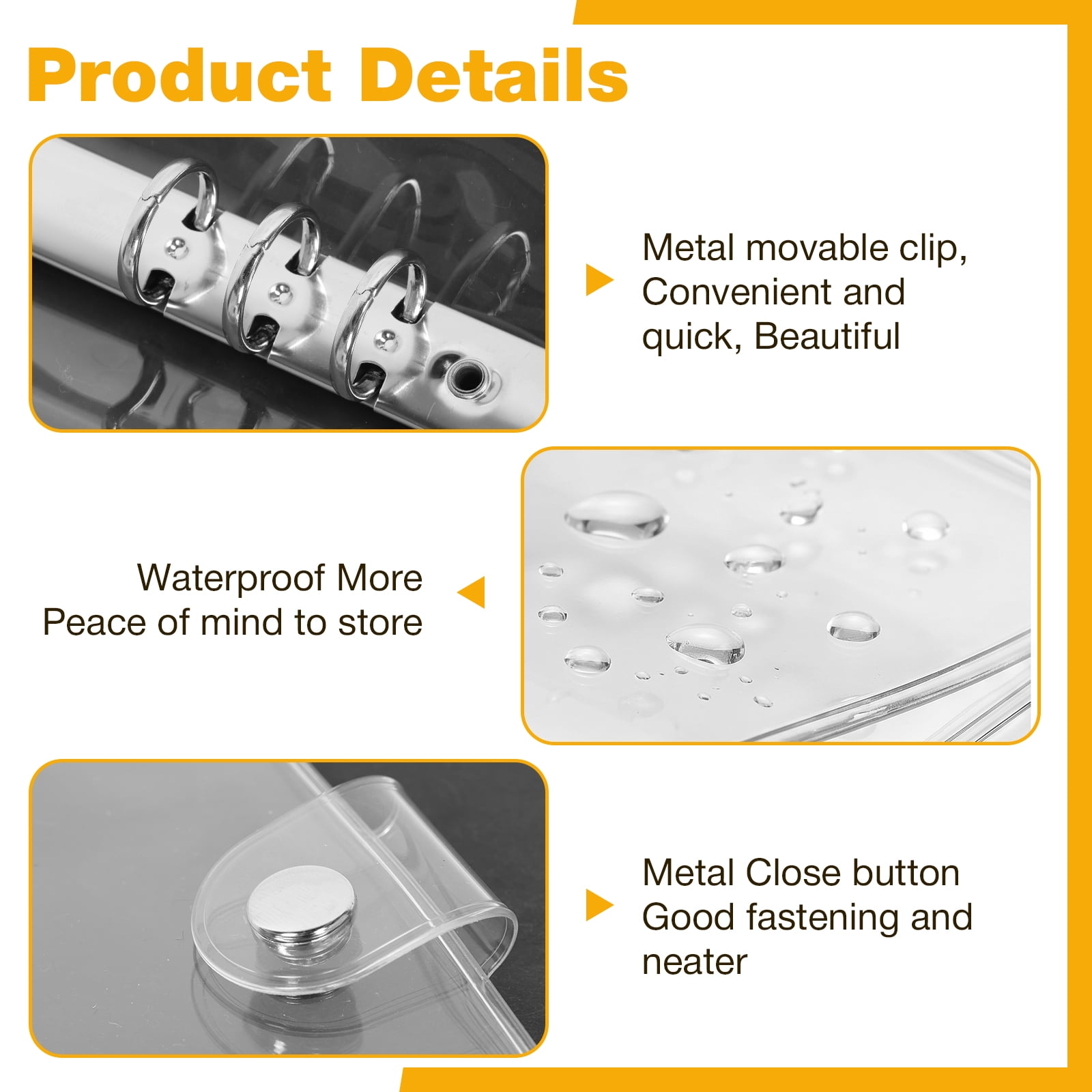 6Pcs A5 Transparent Binder 6 Ring PVC Notebook Cover Refillable Notebook Round Ring Binder for 180 Inner Pages and Scrapbooking