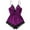 Purple, variant on un Womens Satin Lingerie One Piece Bodysuit Teddy Lingerie Lace Trim Deep V Backless Sleeveless Romper Sleepwear