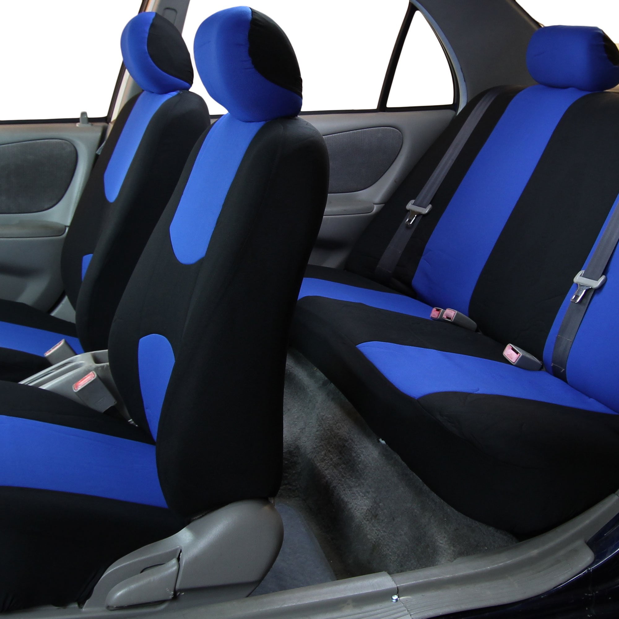 Rongmo Full Set Seat Covers For Cars Universal Fit Car Seat Protectors Tire Tracks Car Seat Accessories 9pcs Black Blue