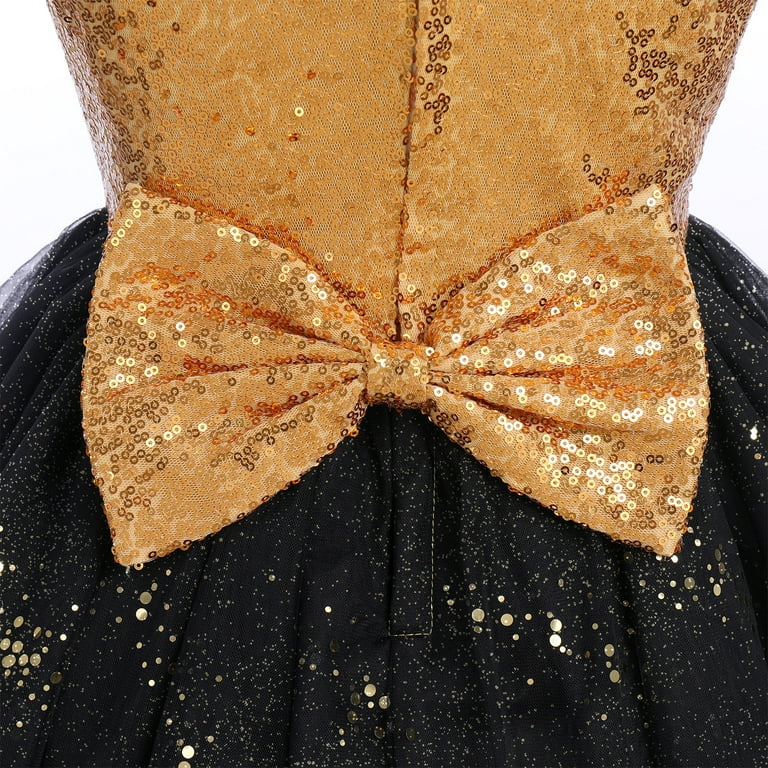 IBTOM CASTLE Elegant Little Girl's One-Shoulder Sequin Dress for Wedding &  Evening Occasions, 6-7 Years Gold - Walmart.com