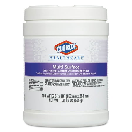 Quat Disinfectant (Clorox Healthcare Multi-Surface Quat Alcohol Cleaner Disinfectant Wipes, 100/Canister, 12 Cans/CT)
