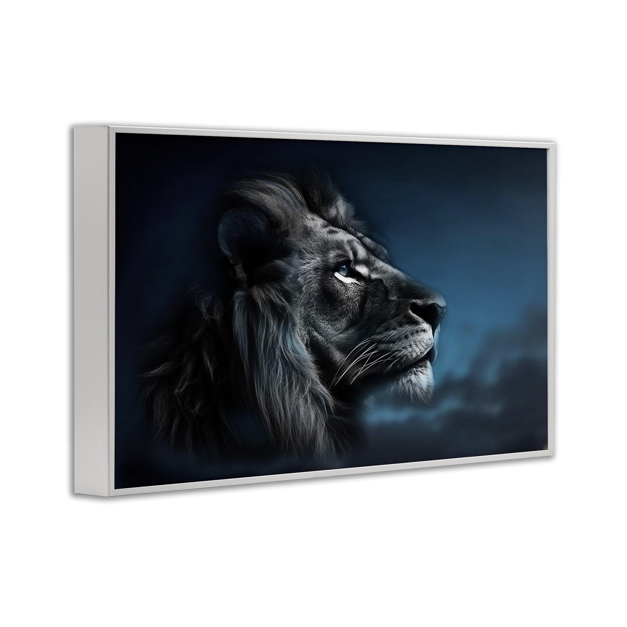 Stupell Industries Intense Gazing Lion Animals & Insects Painting White Framed Art Print Wall Art, 30 x 20