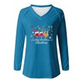 thumbnail image 4 of EchfiProm Womens Sky Blue Shirts Fall Casual Christmas V Neck Reindeer Xmas Long Sleeve T Shirts for Women, 4 of 6