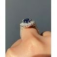 thumbnail image 3 of Art Deco Oval Cut Lab Created Sapphire Halo 925 Silver Engagement Ring 14K White Gold Plated Silver, 3 of 4