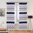 thumbnail image 2 of Pink Grey Striped Kitchen Curtains Window Panels, Farmhouse Stripes Modern Abstract Art Insulated Window Treatment Curtain, Grommet Curtains for Bedroom/Living Room/Bathroom, 2 Piece 42"Wx84"L, 2 of 8