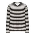 thumbnail image 4 of miqiqism Womens Cotton Tops Striped Long Sleeve Pullover Shirts Teen Girls V Neck Tunic Basic Tshirts Juniors Loose Drop Shoulder Blouses 2025 Spring,#01_Gray,XX-Large, 4 of 5