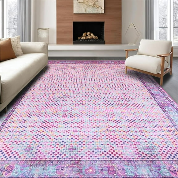 Confetti Dot Delight Ultra Soft Area Rug, Non Slip, Stain Resistant, Washable Area Rugs for Living Room, Bedroom, Cheerful Polka Dot & Playful Style 2x3ft