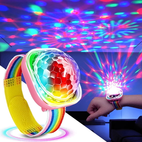DAYBETTER Mini Disco Ball Light, Pink Voice Control LED Portable Bracelet Strobe Disco Light for Kids, Adults, Birthday Gift, Christmas