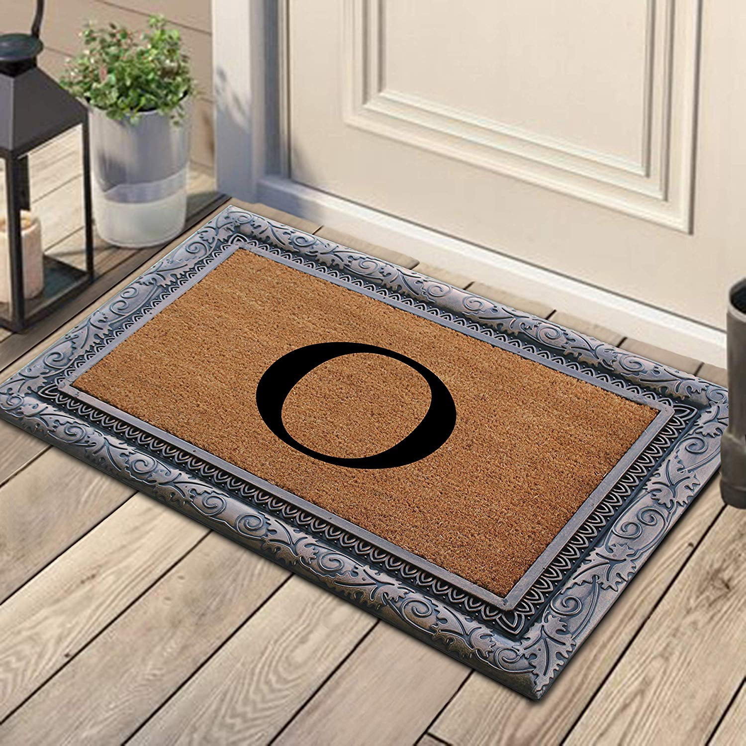 A1HC First Impression Rubber and Coir Albena 24" X 36" Bronze Finished Heavy Duty Monogrammed Doormat