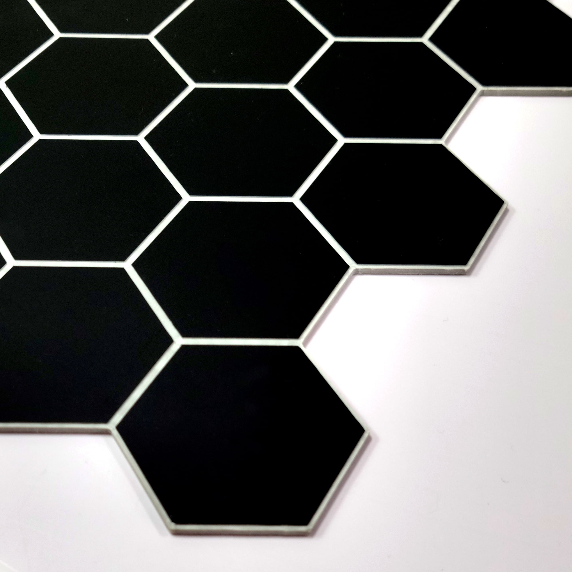 Sunwings Peel and Stick Backsplash Tile in Hexagon for Kitchen Bathroom Fireplace (10 Tiles,  Black)
