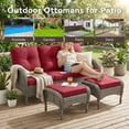 thumbnail image 3 of Unnifurnzi Patio Ottoman Set of 2-All Weather Wicker Outdoor Footstool with Removable Cushions Outdoor Olefin Fabric Outdoor Foot Rest for Deck Porch Balcony Garden-Gray/Red, 3 of 7