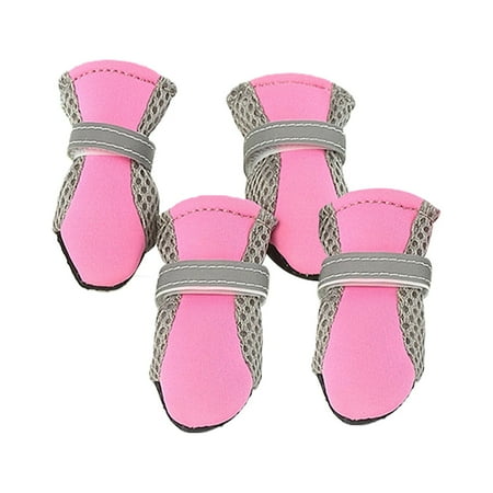 Bluethy 4Pcs Dog Shoes Magic Sticker Closure Breathable Fabric Non-Slip Puppy Boots for Outdoor