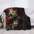 thumbnail image 3 of Yiaed Classical Rose Crown Skull Print Blanket Throw Blanket Soft Cozy Flannel Blanket for Home Bed Sofa Couch Chair-40"x30", 3 of 6