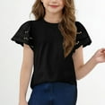 thumbnail image 7 of Mgmyaa Girls' Summer T Shirts Crewneck Ruffle Short Sleeve Cute Casual Tops 3-14 Years, 7 of 7