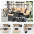 thumbnail image 5 of Phonjoroo Outdoor Patio Furniture Set with Fire Pit Table, 8 Pieces Wicker Patio Sectional Furniture, Patio Conversation Couch Seating & 42" Fire Pit, 5 of 10