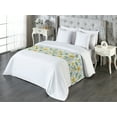thumbnail image 3 of Tropical Bed Runner, Repeating Big Little Plumeria Flowers Vintage Hawaiian Exotic Vibes, Decorative Accent Bedding Scarf for Hotels Homes & Guest Rooms, King, Mustard Pale Blue Green, by Ambesonne, 3 of 3