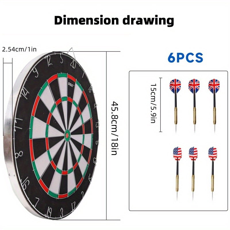 18'' Professional Sisal/Bristle Dartboard Set - Regulation Size Steel Tip Dartboard with 6 Steel Darts | High-Density Brazilian Hemp for Training & Competition | Christmas Gift & Game Night Essential