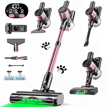 Cocbny Cordless Vacuum Cleaner, 8 in 1 Lightweight Stick Vacuum for Home Hardwood Floor Carpet Pet Hair, A27, Pink