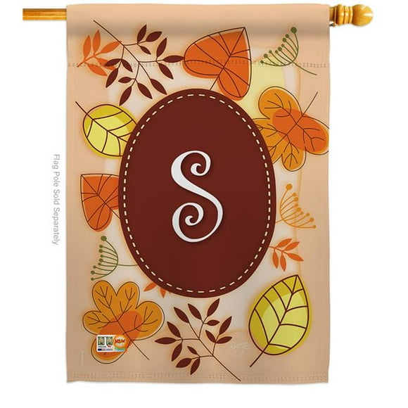 Breeze Decor 30045 Autumn S Monogram 2-Sided Vertical Impression House Flag - 28 x 40 in.