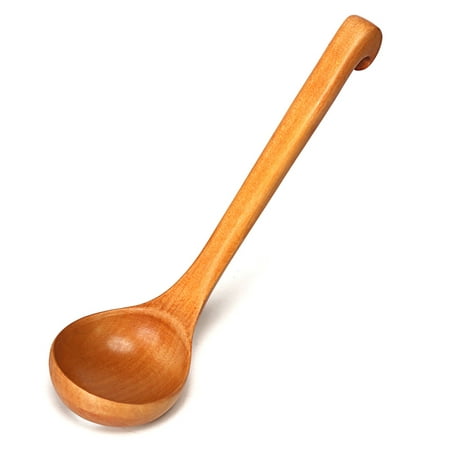 KABOER Kitchen Cooking Straight Handle Wooden Wood Soup Scoop Spoon Retro Long Handle Wood Spoon Wooden Cutlery
