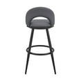 thumbnail image 6 of Bedroom Bench Charlotte Swivel Bar Stool in Black Metal with Gray Faux Leather,Bedroom Stool, 6 of 11