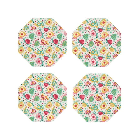 

Fuzoiu Turtle Flower Print Leather Coasters Set Drink Coasters Set of 4 for Tabletop Protection Durable PVC Coasters Home Décor and Housewarming Gift-Octagon