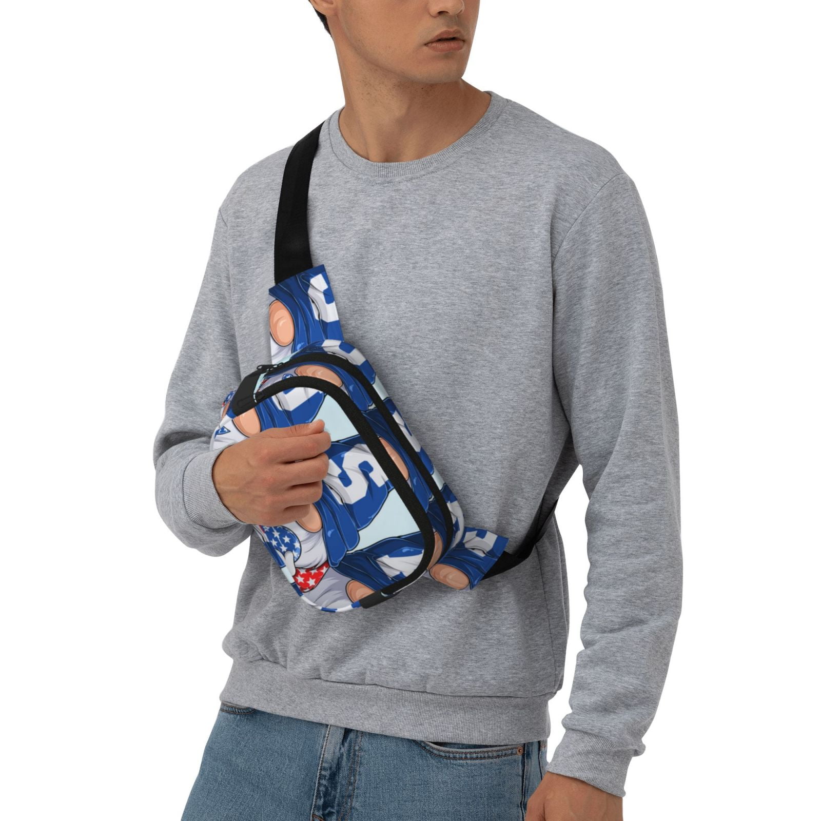 Picia Cute Gnomes in USA Print Square Double-Layer Waist Bag Mini Adjustable Waist Belt Bag Exercise Running Travel Hiking