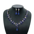 thumbnail image 3 of 1 Unidades Hermoso conjunto de aretes de collar de corona Joyas preciosas Accesorios de vestido de novia Accesorio de traje de novia para mujer Mujer (Azul), 3 of 6