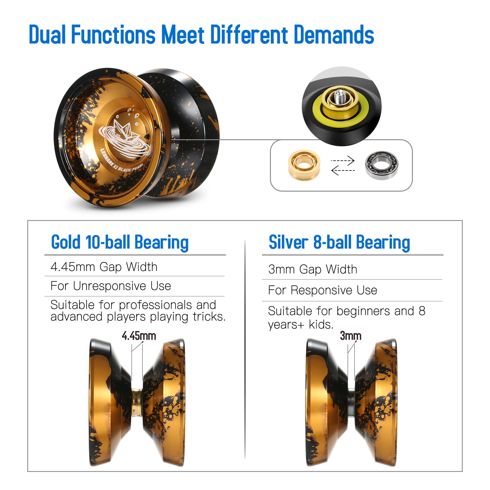 Aluminum Yoyo Ball, Stable High Speed Routine, Anodizing  Treatment, Smooth Quiet , Yoyo String Glove For Gift