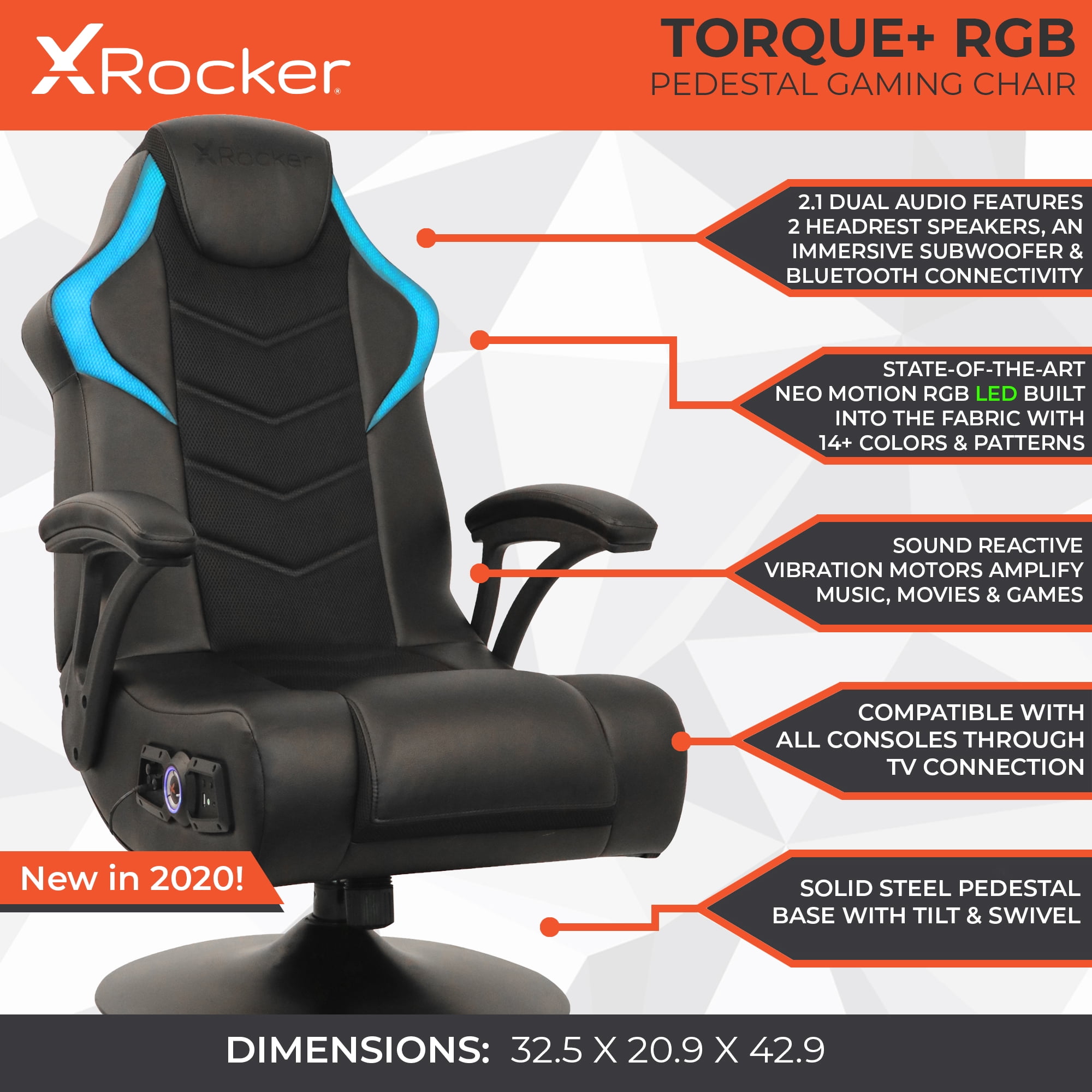 Gaming Chairs  TORQUE 2.1 Audio Gaming Chair - BLACK / ORANGE