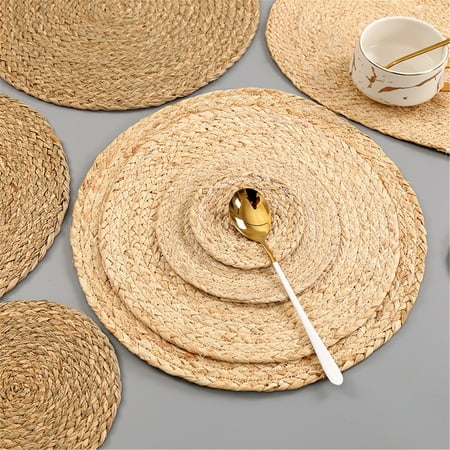 

Handmade Woven Dinner Mat Long-lasting Insulated Straw Table Mat Household Supplies