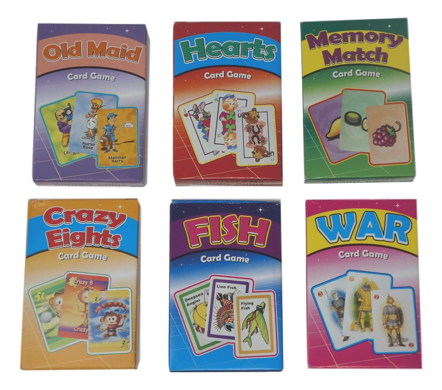 Kids' Card Games Old Maid, Hearts, Memory Match, Crazy Eights, Go