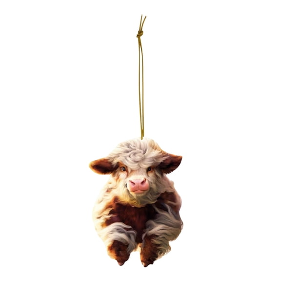 KCEHTA Highland Cow Ornaments for Christmas Tree, Cow Christmas Ornaments, 2D Acrylic Cartoon Highland Cow Hanging Decorations, Cute Highland Cow Pendant for Xmas Tree Home Party Decor