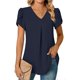 thumbnail image 2 of 2025 Top túnica de manga corta con cuello en V de gasa para mujer, ideal para leggings - Mezcla ligera de rayón, tallas S-XXL, 2 of 6