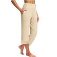 thumbnail image 6 of ABATAB Capri Pants for Women Yoga High Waist Crop Trousers with Pockets Loose Straight Leg Workout Exercise Gym Pants, 6 of 7