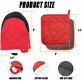 thumbnail image 4 of HEETLY Short Oven Mitts and Pot Holders Set,4-Piece,500°F Heat Resistant with Neoprene Grip,Red, 4 of 6