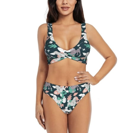 Ocsxa Cute Poodle Dog Pattern Women s Bikini Swimsuit Front Cross Two Piece Bathing Suit-XX-Large