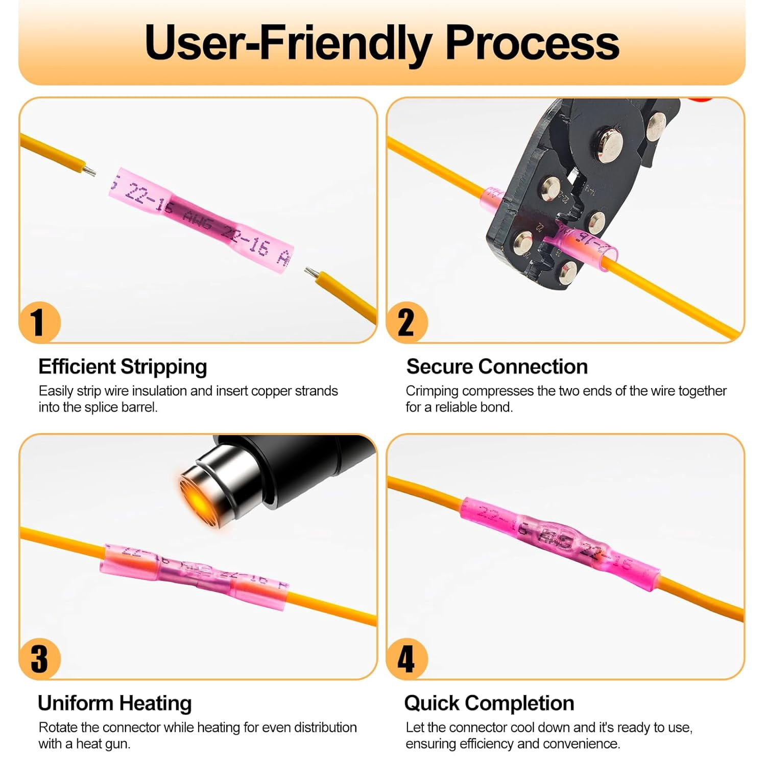 1500 Piece Heat Shrink Butt Connector 16 To 10 AWG Waterproof Electrical Insulated Crimp Wire Splice