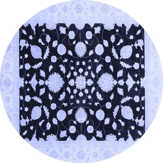 Ahgly Company Indoor Round Oriental Blue Traditional Area Rugs, 8' Round