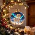 thumbnail image 3 of Diceymbol White Ram Aurora Borealis Christmas Ball Ornament, 3.15 In Plastic Hanging Decoration with Arctic Winter Landscape Artwork, 3 of 6