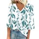 thumbnail image 2 of ICHUANYI Clearance Women's Fashion V-Neck Three Quarter 3/4Sleeve T Shirt AutumnBlouse Tops Sweatshirt(Sky Blue, L) ICHUANYI WER2023081112140, 2 of 5